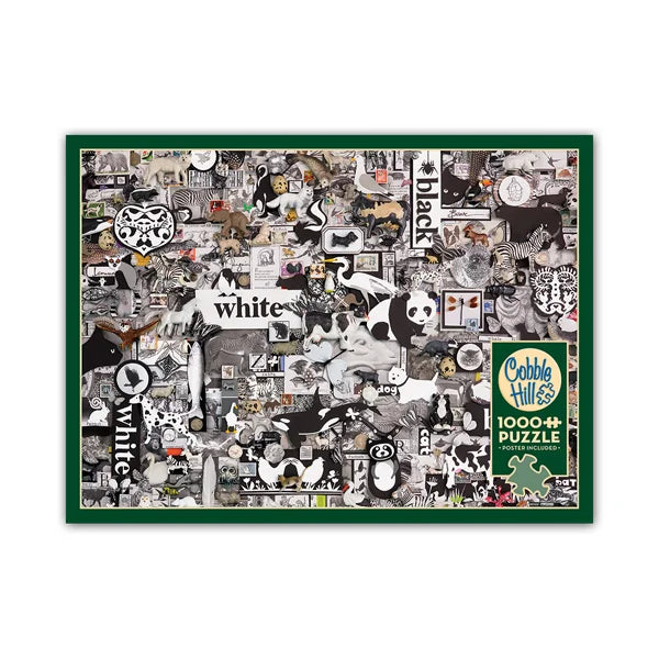 Black and White: Animals 1000 Piece Jigsaw Puzzle By Cobble Hill - Puzazzled