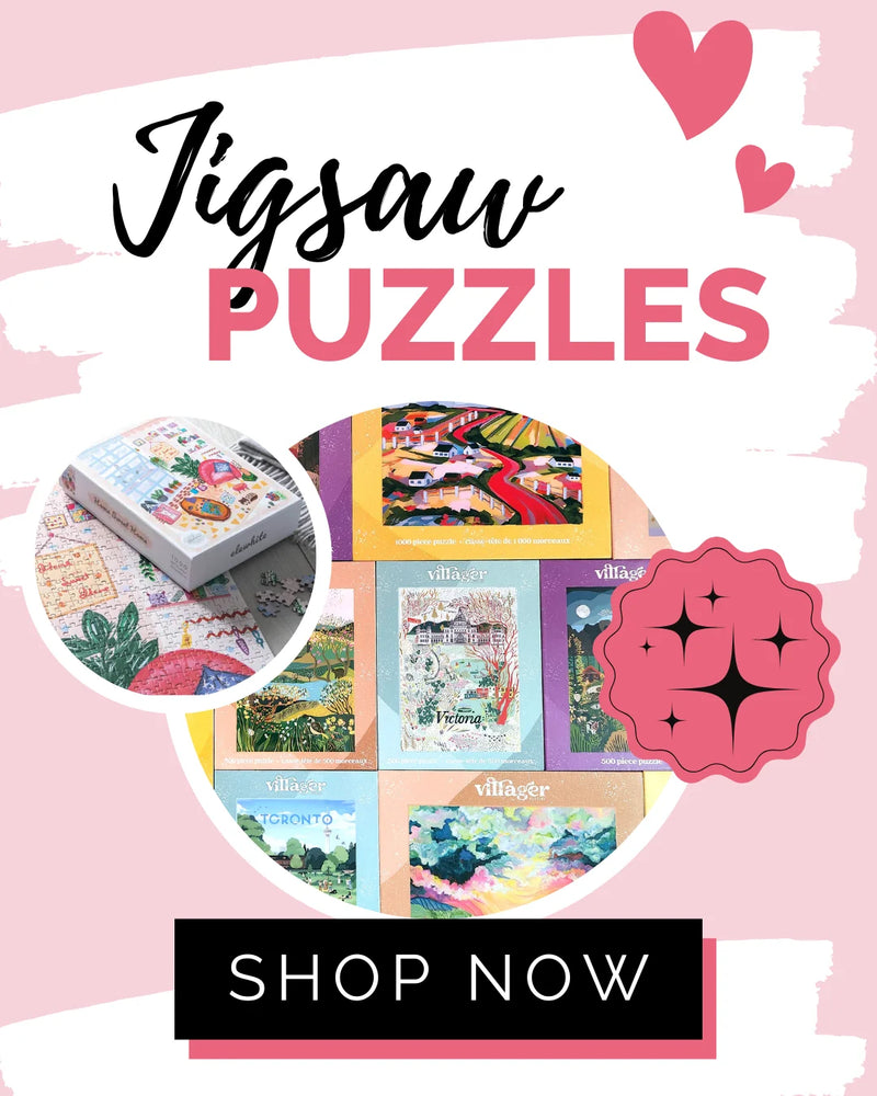 Top down view of jigsaw puzzle boxes