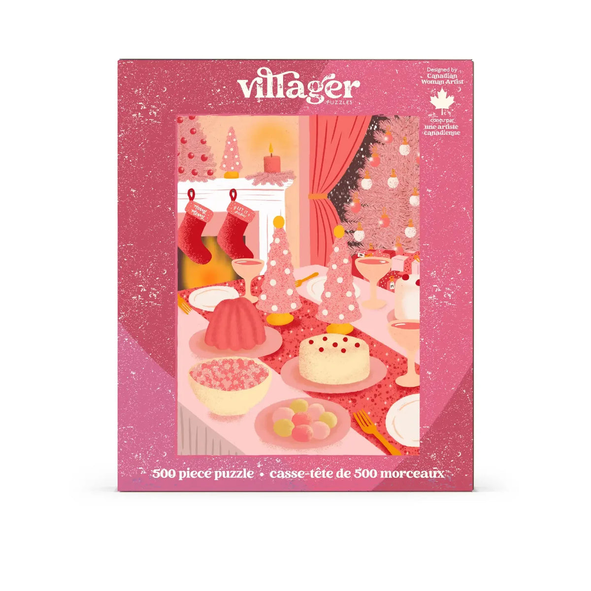 Pink Christmas 500 Piece Puzzle by Villager Puzzles